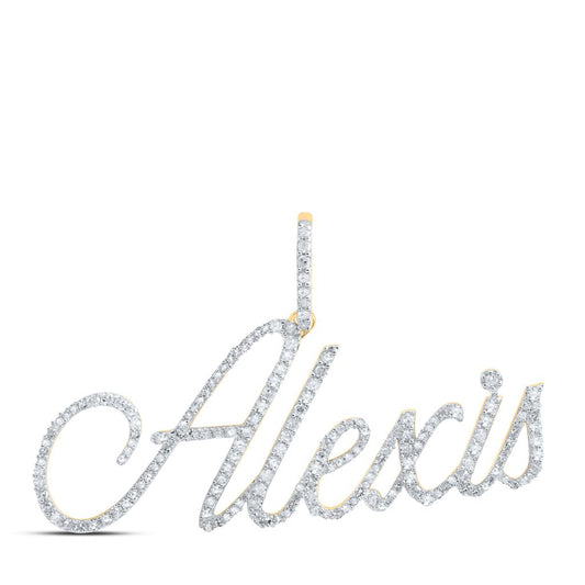10k Yellow Gold Round Diamond Alexis Name Pendant