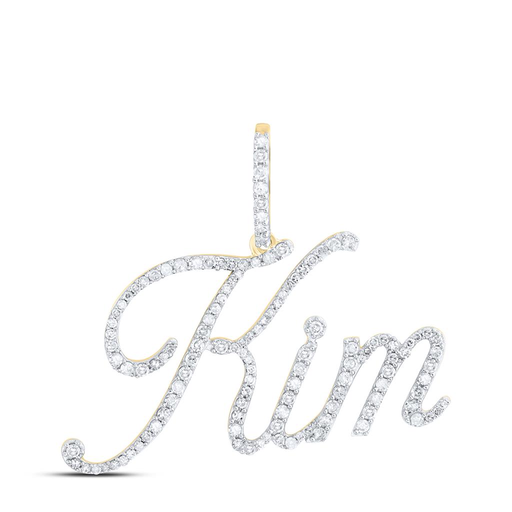 10k Yellow Gold Round Diamond Kim Name Pendant