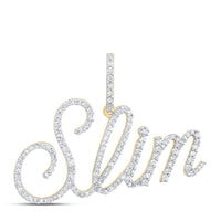 10k Yellow Gold Round Diamond Slim Name Charm Pendant
