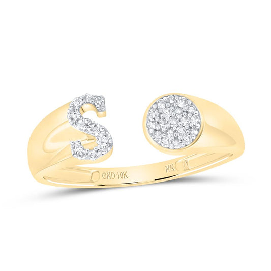 Diamond Gift Initial S Round Ladies Ring 1/8 Cttw