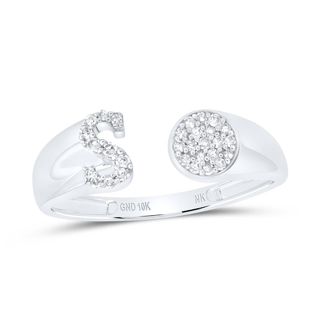 Diamond Gift Initial S Round Ladies Ring 1/8 Cttw
