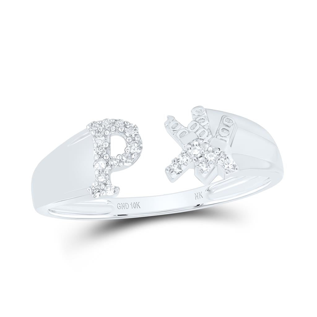 Diamond Gift Initial P Ladies Ring 1/10 Cttw