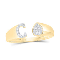 Diamond Gift Initial C Pear Ladies Ring 1/12 Cttw