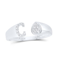 Diamond Gift Initial C Pear Ladies Ring 1/12 Cttw