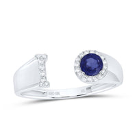 10K White Gold Diamond 4mm Rd-Bs Synthetic Initial Ladies Ring