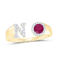 10K Yellow Gold Diamond 4mm Rd-Ru Synthetic Initial Ladies Ring