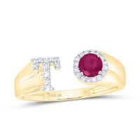 10K Yellow Gold Diamond 4mm Rd-Ru Synthetic Initial Ladies Ring