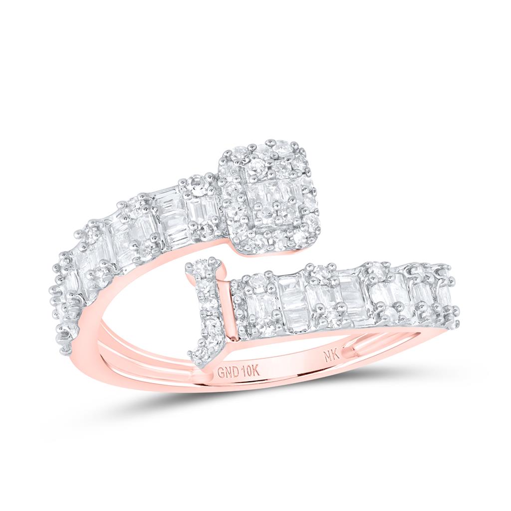 Diamond Fashion Initial J Ladies Cuff Ring 1/2 Cttw