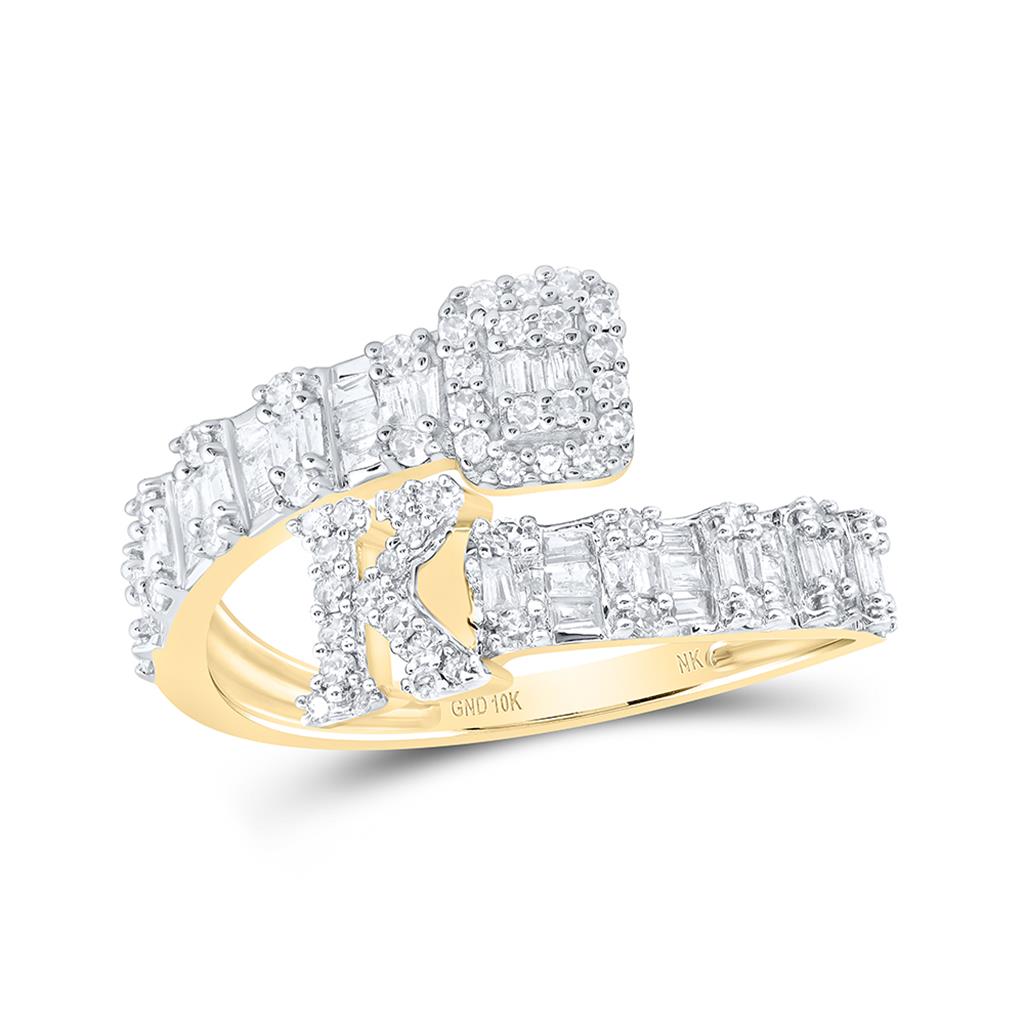 Diamond Fashion Initial K Ladies Cuff Ring 5/8 Cttw