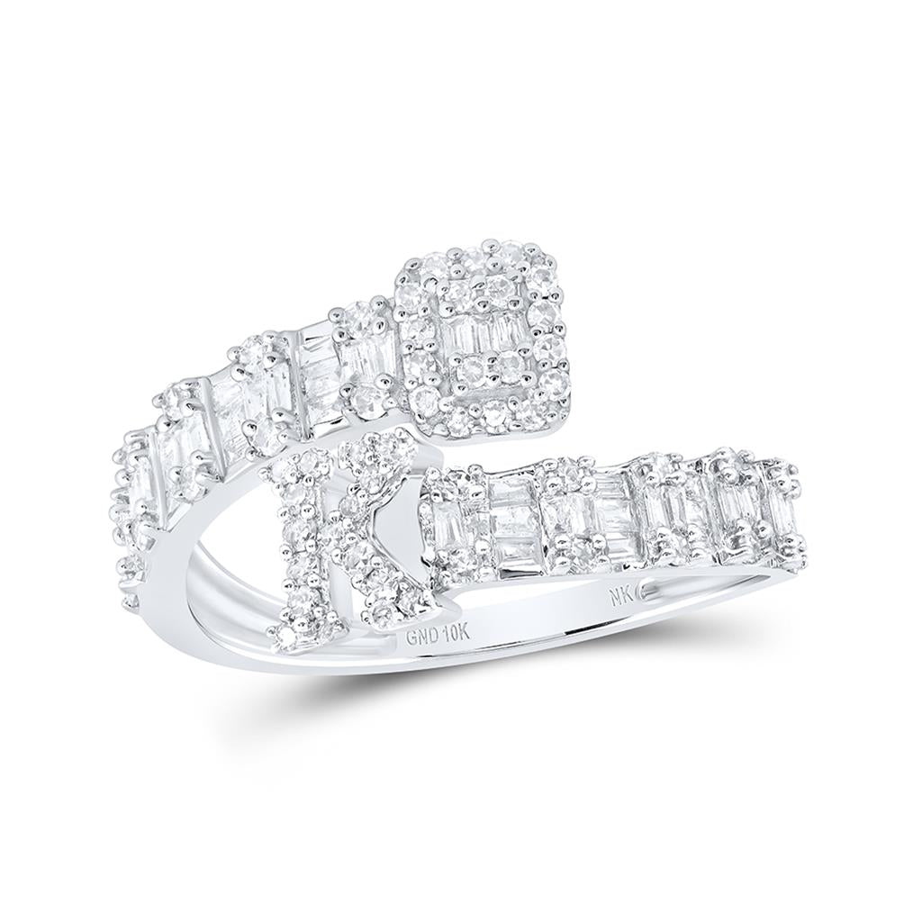 Diamond Fashion Initial K Ladies Cuff Ring 5/8 Cttw