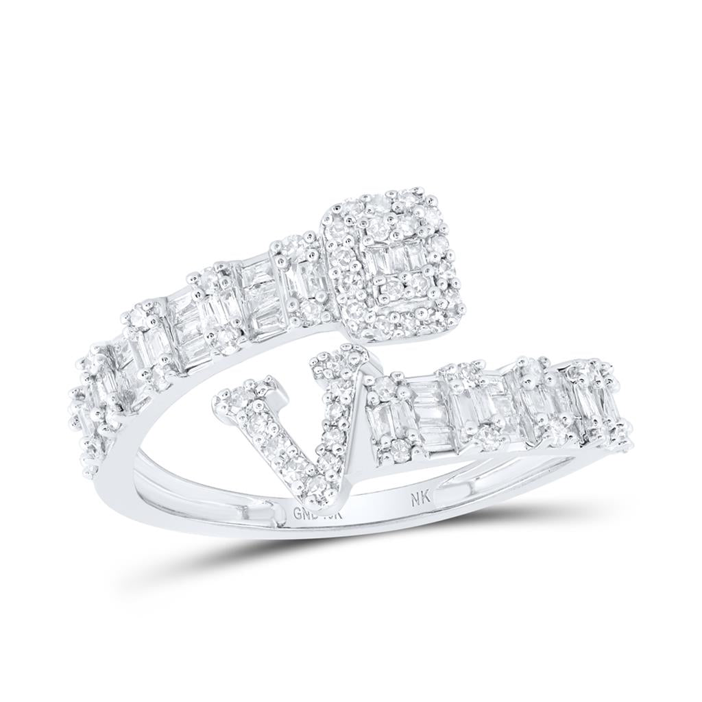Diamond Fashion Initial V Ladies Cuff Ring 1/2 Cttw