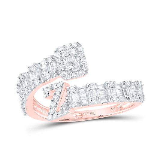 Diamond Fashion Initial Z Ladies Cuff Ring 1/2 Cttw