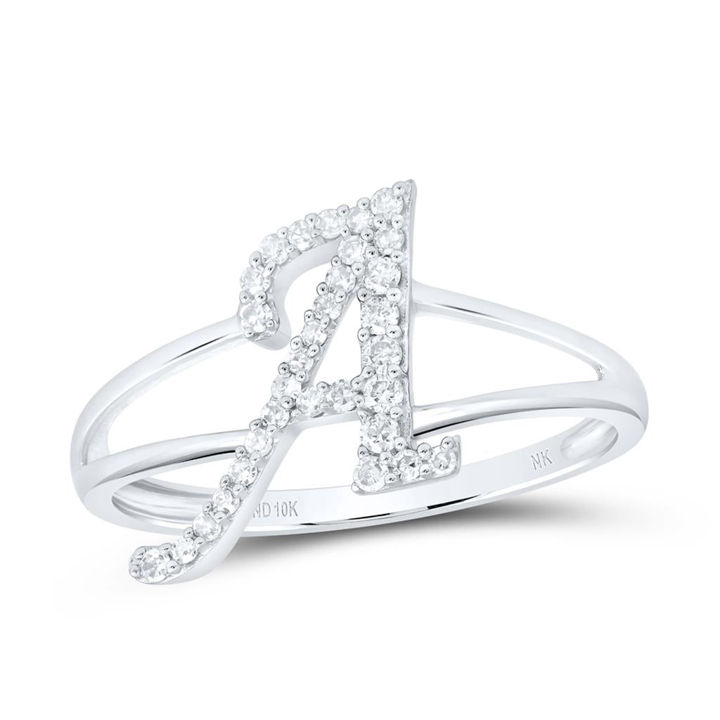 Diamond Gift Initial A Ladies Ring 1/5 Cttw
