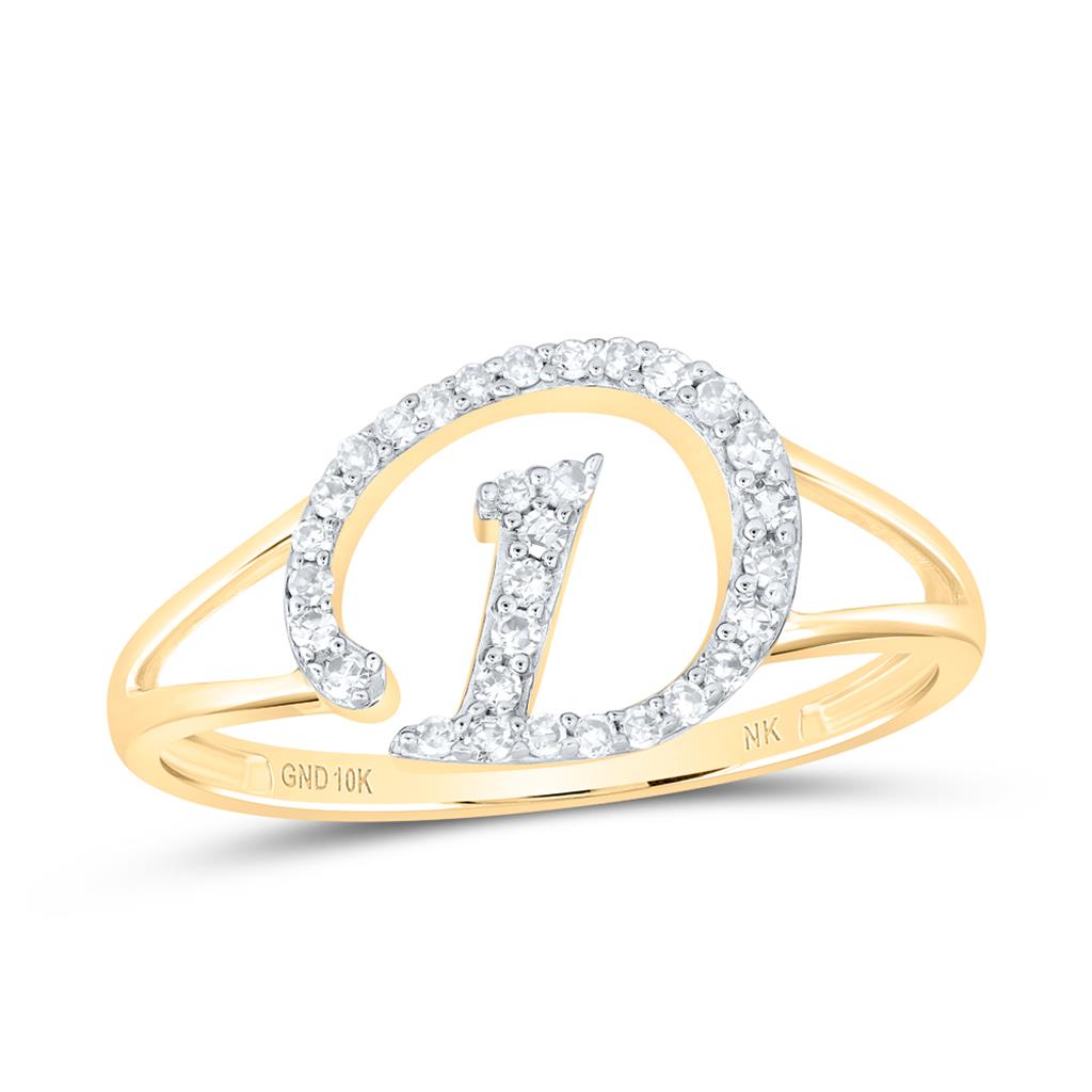 Diamond Gift Initial D Ladies Ring 1/6 Cttw