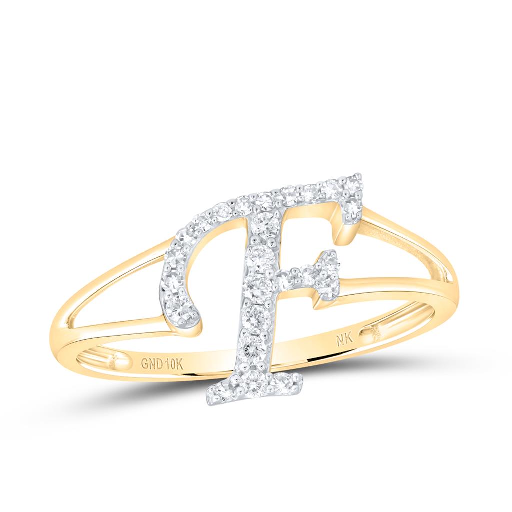 Diamond Gift Initial F Ladies Ring 1/6 Cttw