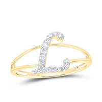 Diamond Gift Initial L Ladies Ring 1/8 Cttw