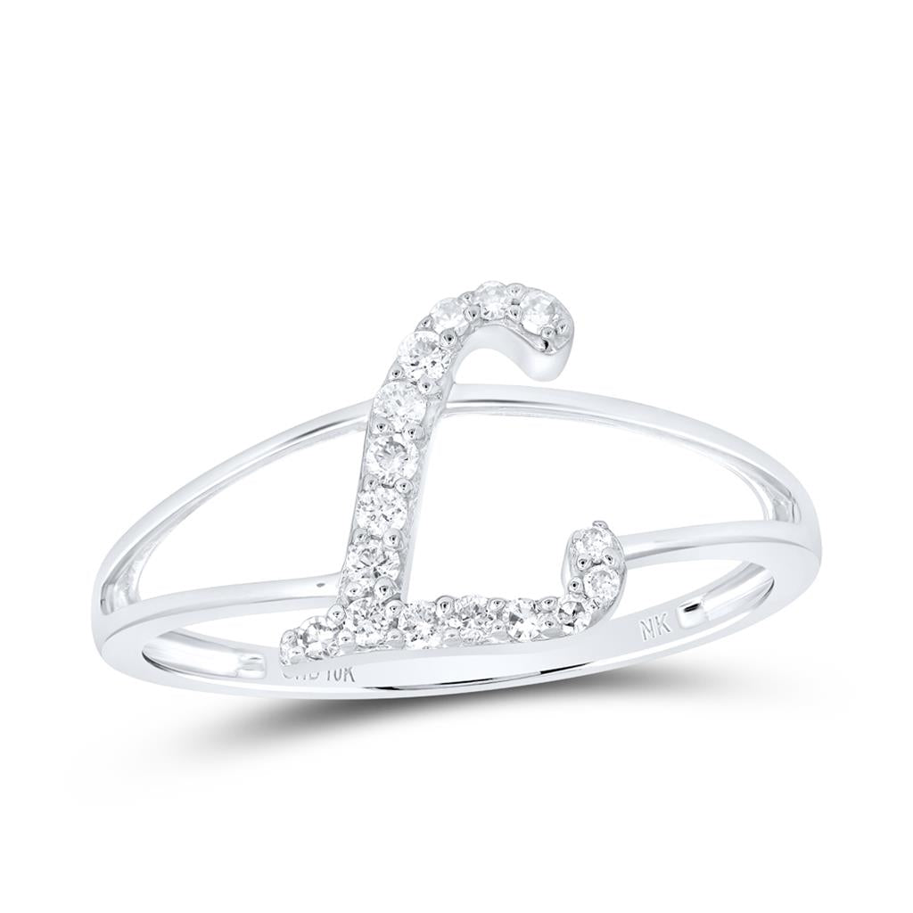 Diamond Gift Initial L Ladies Ring 1/8 Cttw