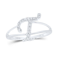 Diamond Gift Initial T Ladies Ring 1/6 Cttw