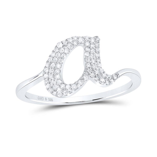 Sterling Silver Diamond Gift Initial Ladies Ring 1/10 to 1/4 Cttw