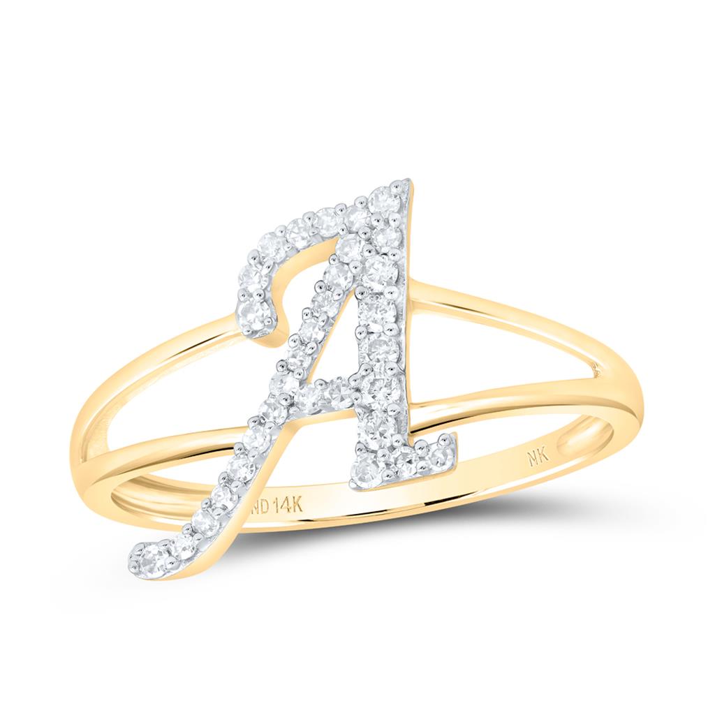 Diamond Gift Initial A Ladies Ring 1/5 Cttw