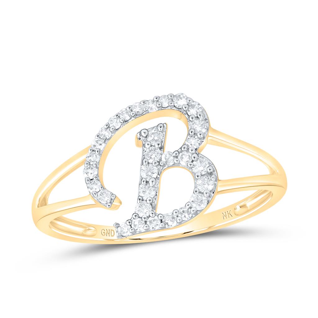 Diamond Gift Initial B Ladies Ring 1/5 Cttw