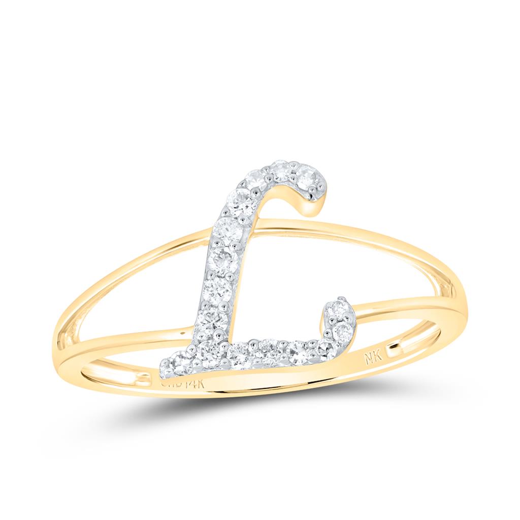 Diamond Gift Initial L Ladies Ring 1/8 Cttw