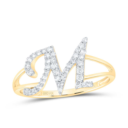 Diamond Gift Initial M Ladies Ring 1/5 Cttw