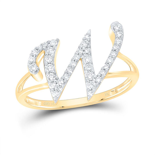 Diamond Gift Initial W Ladies Ring 1/4 Cttw