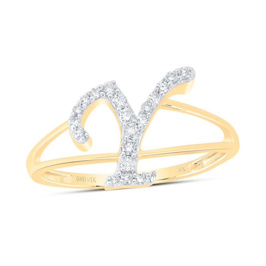 Diamond Gift Initial Y Ladies Ring 1/6 Cttw