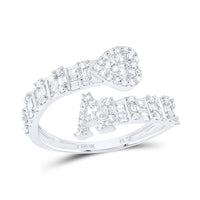 Diamond Fashion Initial Ladies Heart Cuff Ring 1/2 to 5/8 Cttw