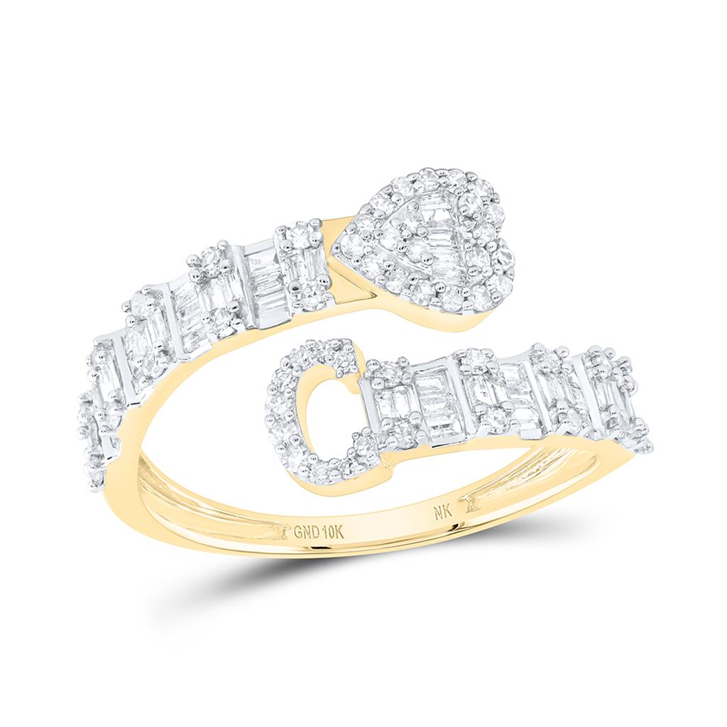 Diamond Fashion Initial Ladies Heart Cuff Ring 1/2 to 5/8 Cttw