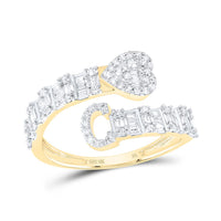 Diamond Fashion Initial Ladies Heart Cuff Ring 1/2 to 5/8 Cttw
