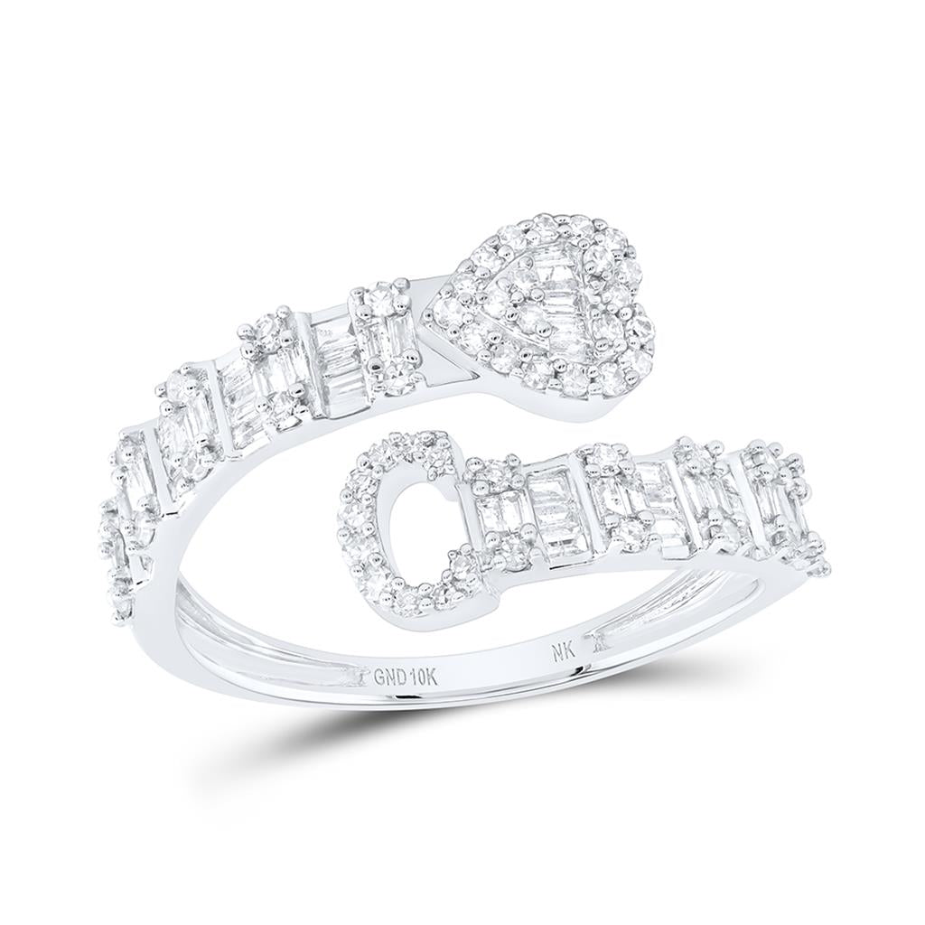 Diamond Fashion Initial Ladies Heart Cuff Ring 1/2 to 5/8 Cttw