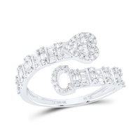 Diamond Fashion Initial Ladies Heart Cuff Ring 1/2 to 5/8 Cttw