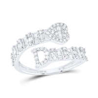 Diamond Fashion Initial Ladies Heart Cuff Ring 1/2 to 5/8 Cttw