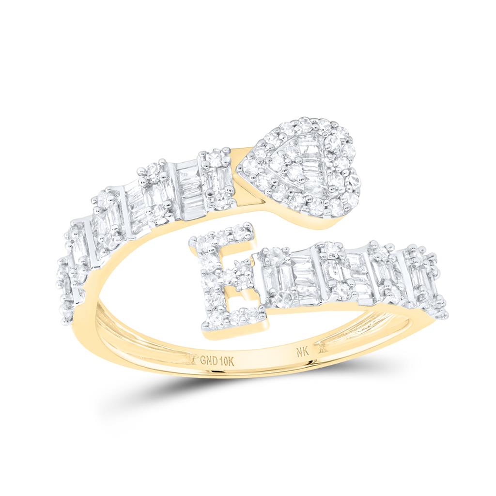 Diamond Fashion Initial Ladies Heart Cuff Ring 1/2 to 5/8 Cttw