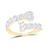 Diamond Fashion Initial Ladies Heart Cuff Ring 1/2 to 5/8 Cttw