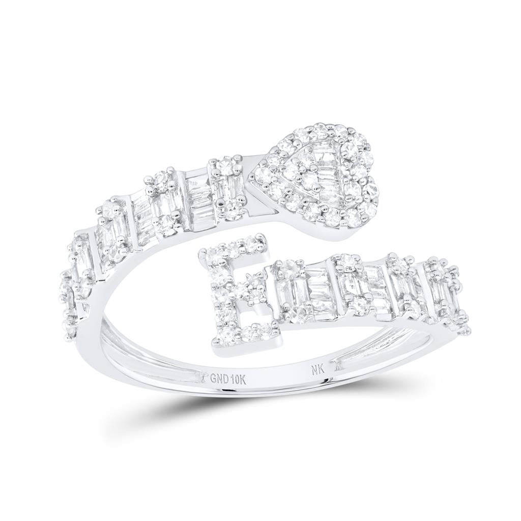 Diamond Fashion Initial Ladies Heart Cuff Ring 1/2 to 5/8 Cttw