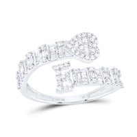 Diamond Fashion Initial Ladies Heart Cuff Ring 1/2 to 5/8 Cttw