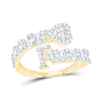 Diamond Fashion Initial Ladies Heart Cuff Ring 1/2 to 5/8 Cttw