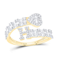 Diamond Fashion Initial Ladies Heart Cuff Ring 1/2 to 5/8 Cttw
