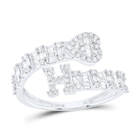 Diamond Fashion Initial Ladies Heart Cuff Ring 1/2 to 5/8 Cttw