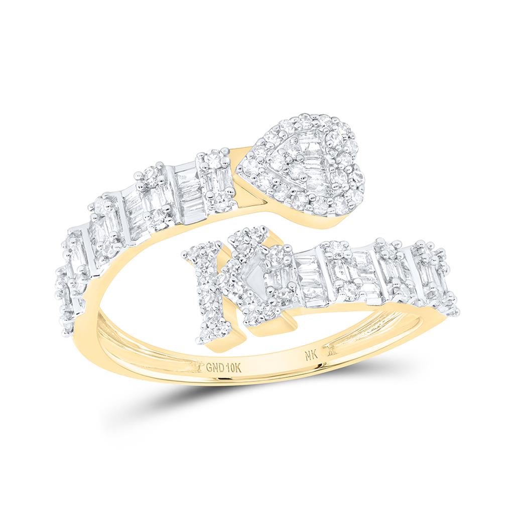 Diamond Fashion Initial Ladies Heart Cuff Ring 1/2 to 5/8 Cttw
