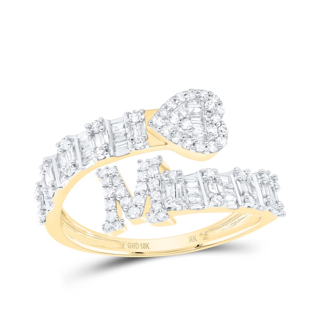 Diamond Fashion Initial Ladies Heart Cuff Ring 1/2 to 5/8 Cttw