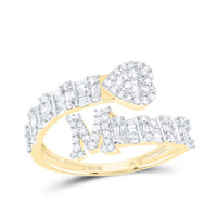 Diamond Fashion Initial Ladies Heart Cuff Ring 1/2 to 5/8 Cttw