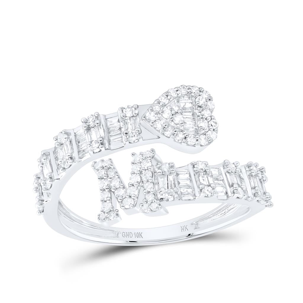 Diamond Fashion Initial Ladies Heart Cuff Ring 1/2 to 5/8 Cttw