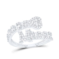 Diamond Fashion Initial Ladies Heart Cuff Ring 1/2 to 5/8 Cttw