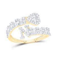 Diamond Fashion Initial Ladies Heart Cuff Ring 1/2 to 5/8 Cttw