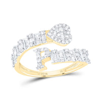 Diamond Fashion Initial Ladies Heart Cuff Ring 1/2 to 5/8 Cttw
