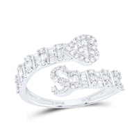 Diamond Fashion Initial Ladies Heart Cuff Ring 1/2 to 5/8 Cttw